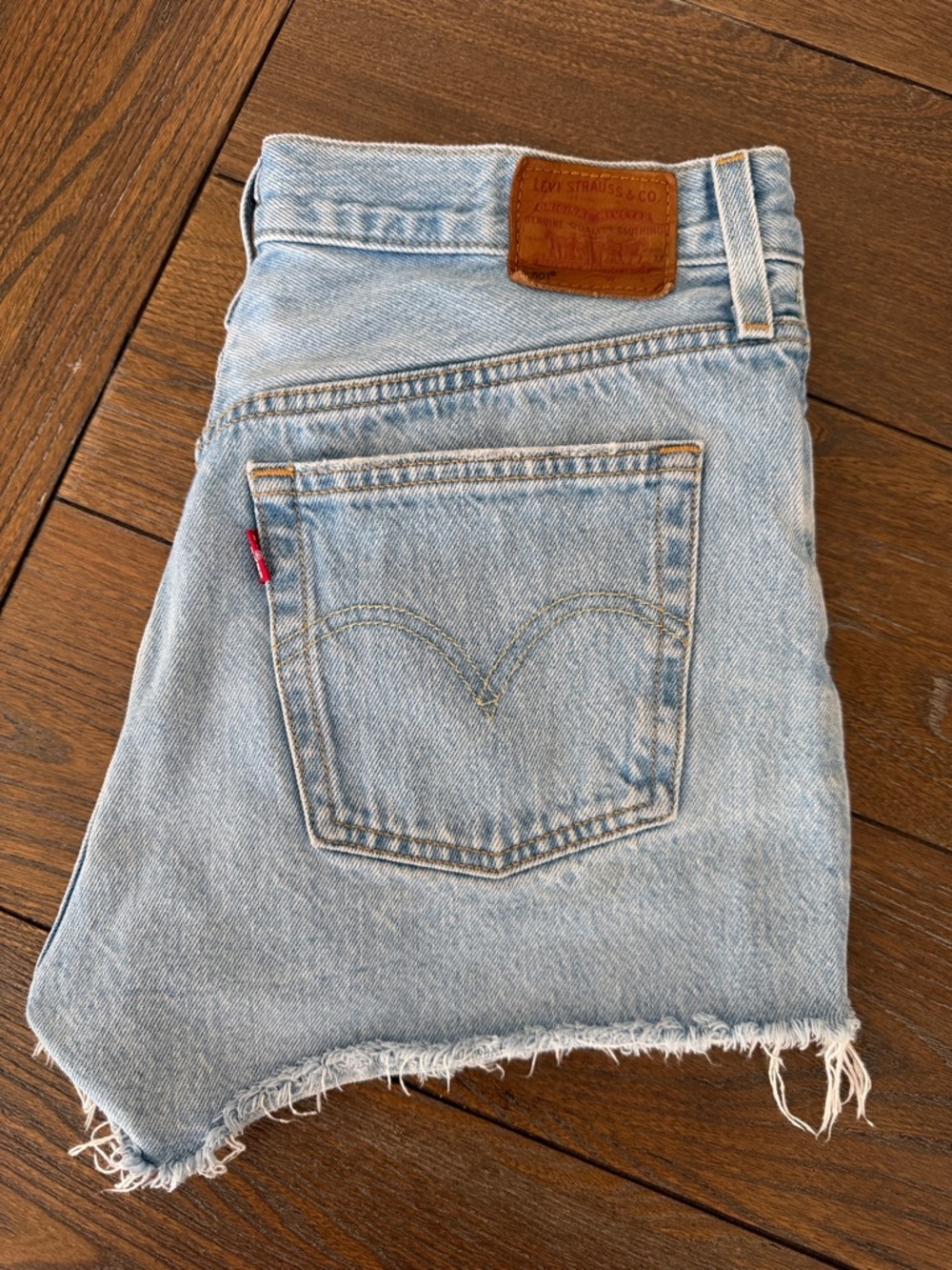 Levi's Light Blue Denim Cutoff Shorts with Frayed Hem